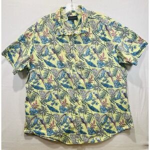 No Boundaries Shirt Mens 3XL Floral Birds Hawaiian Button Up Short Sleeve